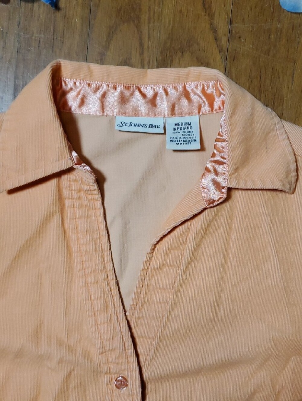 Peach Button-Up Corduroy Shirt - Picture 2 of 9